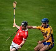 12 September 2020; Danny Russell of Eire Óg in action against Noel Purcell of Sixmilebridge during the Clare County Senior Hurling Championship Semi-Final match between Sixmilebridge and Eire Óg at Cusack Park in Ennis, Clare. Photo by Ray McManus/Sportsfile