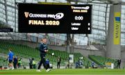 12 September 2020; Jonathan Sexton of Leinster walks the pitch prior to the Guinness PRO14 Final match between Leinster and Ulster at the Aviva Stadium in Dublin. Photo by Brendan Moran/Sportsfile