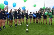 12 September 2020; Foxrock Cabinteely players release balloons in memory and recognition of all those effected by and dealing with COVID-19 after the Dublin County Senior Ladies Football Championship Final match between Foxrock Cabinteely and Kilmacud Crokes at Lawless Memorial Park in Fingallians GAA, Swords, Dublin. Photo by Piaras Ó Mídheach/Sportsfile