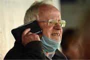 12 September 2020; Clare GAA President Pádraic Mac Mathúna, Éire Óg, listens to his radio during the Clare County Senior Hurling Championship Semi-Final match between Sixmilebridge and Eire Óg at Cusack Park in Ennis, Clare. Photo by Ray McManus/Sportsfile