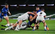 12 September 2020; Jack Conan of Leinster, supported by team-mate Robbie Henshaw, is tackled by Matthew Rea, Eric O'Sullivan and Alby Mathewson of Ulster during the Guinness PRO14 Final match between Leinster and Ulster at the Aviva Stadium in Dublin. Photo by Brendan Moran/Sportsfile