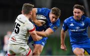 12 September 2020; Jordan Larmour of Leinster is tackled by Michael Lowry of Ulster during the Guinness PRO14 Final match between Leinster and Ulster at the Aviva Stadium in Dublin. Photo by Brendan Moran/Sportsfile