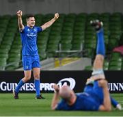 12 September 2020; Jonathan Sexton, left, and Devin Toner of Leinster celebrate at the final whistle after the Guinness PRO14 Final match between Leinster and Ulster at the Aviva Stadium in Dublin. Photo by Ramsey Cardy/Sportsfile