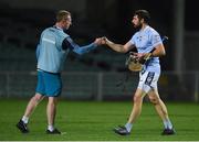 12 September 2020; Na Piarsaigh manager Kieran Bermingham fist bumps Cathall King after the Limerick County Senior Hurling Championship Semi-Final match between Patrickswell and Na Piarsaigh at LIT Gaelic Grounds in Limerick. Photo by Diarmuid Greene/Sportsfile