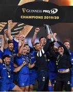 12 September 2020; Rob Kearney and Fergus McFadden of Leinster lift the PRO14 trophy with their team-mates after the Guinness PRO14 Final match between Leinster and Ulster at the Aviva Stadium in Dublin. Photo by Brendan Moran/Sportsfile