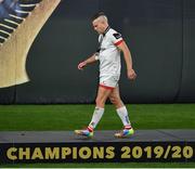 12 September 2020; Ian Madigan of Ulster walks away with his runner's up medal after the Guinness PRO14 Final match between Leinster and Ulster at the Aviva Stadium in Dublin. Photo by Brendan Moran/Sportsfile