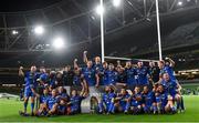 12 September 2020; The Leinster team celebrate with the PRO14 trophy following their victory in the Guinness PRO14 Final match between Leinster and Ulster at the Aviva Stadium in Dublin. Photo by Ramsey Cardy/Sportsfile