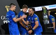 12 September 2020; Jonathan Sexton, left, and James Lowe of Leinster following their victory in the Guinness PRO14 Final match between Leinster and Ulster at the Aviva Stadium in Dublin. Photo by Ramsey Cardy/Sportsfile