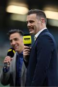 12 September 2020; Former Ulster player Darren Cave during his role as analyst for Premier Sports prior to the Guinness PRO14 Final match between Leinster and Ulster at the Aviva Stadium in Dublin. Photo by Brendan Moran/Sportsfile