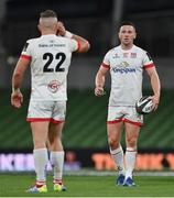 12 September 2020; John Cooney of Ulster speaks to team-mate Ian Madigan during the Guinness PRO14 Final match between Leinster and Ulster at the Aviva Stadium in Dublin. Photo by Brendan Moran/Sportsfile