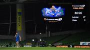 12 September 2020; Jack Conan of Leinster makes a phone call on the pitch after the Guinness PRO14 Final match between Leinster and Ulster at the Aviva Stadium in Dublin. Photo by Brendan Moran/Sportsfile