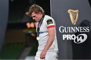 12 September 2020; Jordi Murphy of Ulster with their runners up medal following the Guinness PRO14 Final match between Leinster and Ulster at the Aviva Stadium in Dublin. Photo by Ramsey Cardy/Sportsfile