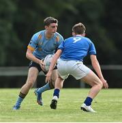 12 September 2020; Tom Foley of UCD in action against Adam McEvoy of St Marys College during the Leinster Senior Cup Round Two match between St Marys College and UCD at Templeville Road in Dublin. Photo by Ramsey Cardy/Sportsfile