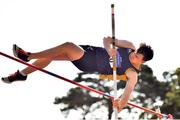 13 September 2020; Jack Forde of St Killian's AC, Wexford, competing in the Junior Men's Pole Vault during day two of the Irish Life Health National Junior Track and Field Championships at Morton Stadium in Santry, Dublin. Photo by Ben McShane/Sportsfile