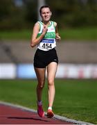13 September 2020; Triona Nicdhonaill of Raheny Shamrock AC, Dublin, competing in the Junior Women's 3000m during day two of the Irish Life Health National Junior Track and Field Championships at Morton Stadium in Santry, Dublin. Photo by Ben McShane/Sportsfile