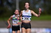 13 September 2020; Siobhan Whelan of Clonmel AC, Tipperary, crosses the line to win the Junior Women's 3000m during day two of the Irish Life Health National Junior Track and Field Championships at Morton Stadium in Santry, Dublin. Photo by Ben McShane/Sportsfile