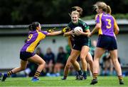 12 September 2020; Amy Connolly of Foxrock Cabinteely in action against Cassie Sultan, left, and Aoife Kane of Kilmacud Crokes during the Dublin County Senior Ladies Football Championship Final match between Foxrock Cabinteely and Kilmacud Crokes at Lawless Memorial Park in Fingallians GAA, Swords, Dublin. Photo by Piaras Ó Mídheach/Sportsfile
