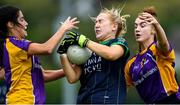 12 September 2020; Jodie Egan of Foxrock Cabinteely in action against Molly Lamb, left, and Lauren Magee of Kilmacud Crokes during the Dublin County Senior Ladies Football Championship Final match between Foxrock Cabinteely and Kilmacud Crokes at Lawless Memorial Park in Fingallians GAA, Swords, Dublin. Photo by Piaras Ó Mídheach/Sportsfile