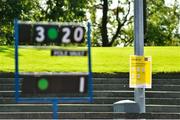 13 September 2020; COVID-19 signage is seen during day two of the Irish Life Health Combined Event Championships at Morton Stadium in Santry, Dublin. Photo by Ben McShane/Sportsfile