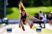 13 September 2020; Rois Ni Dhomhnaill of Le Chéile AC, Kildare, competing in the Junior Women's Triple Jump during day two of the Irish Life Health National Junior Track and Field Championships at Morton Stadium in Santry, Dublin. Photo by Ben McShane/Sportsfile