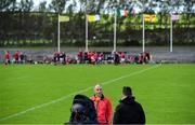 13 September 2020; Loughgiel Shamrocks manager Hugh McCann is interviewed by TG4 prior to the Antrim County Senior Hurling Championship Final match between Dunloy Cuchullains and Loughgiel Shamrocks at Páirc Mhic Uilín in Ballycastle, Antrim. Photo by Brendan Moran/Sportsfile