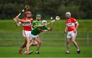 13 September 2020; Liam Watson of Loughgiel in action against Seaan Elliott of Dunloy during the Antrim County Senior Hurling Championship Final match between Dunloy Cuchullains and Loughgiel Shamrocks at Páirc Mhic Uilín in Ballycastle, Antrim. Photo by Brendan Moran/Sportsfile