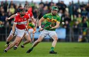 13 September 2020; Kevin Molloy of Dunloy in action against Neil McGarry of Loughgiel during the Antrim County Senior Hurling Championship Final match between Dunloy Cuchullains and Loughgiel Shamrocks at Páirc Mhic Uilín in Ballycastle, Antrim. Photo by Brendan Moran/Sportsfile