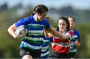 13 September 2020;  Tess O’Brien of Gorey is tackled by Aoife Dunne of Wicklow during the Bryan Murphy Southeast Women's Cup match between Gorey and Wicklow at Gorey RFC in Gorey, Wexford. Photo by Ramsey Cardy/Sportsfile