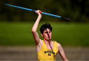 13 September 2020; Tristan Chambers of Bandon AC, Cork, competing in the Men's Javelin event of the Junior Men's Decathlon during day two of the Irish Life Health Combined Event Championships at Morton Stadium in Santry, Dublin. Photo by Ben McShane/Sportsfile