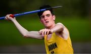 13 September 2020; Dylan Chambers of Bandon AC, Cork, competing in the Men's Javelin event of the Junior  Men's Decathlon during day two of the Irish Life Health Combined Event Championships at Morton Stadium in Santry, Dublin. Photo by Ben McShane/Sportsfile