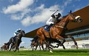 13 September 2020; Jockey Tom Evans celebrates as he passes the post after riding Glass Slippers to victory in the Derrinstown Stud Flying Five Stakes during day two of The Longines Irish Champions Weekend at The Curragh Racecourse in Kildare. Photo by Seb Daly/Sportsfile