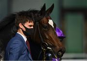 13 September 2020; Trainer Donnacha O'Brien with Shale following victory in the Moyglare Stud Stakes during day two of The Longines Irish Champions Weekend at The Curragh Racecourse in Kildare. Photo by Seb Daly/Sportsfile