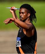 13 September 2020; Rolus Olusa of Clonliffe Harriers AC, Dublin, competing in the Men's Javelin event of the Senior Men's Decathlon during day two of the Irish Life Health Combined Event Championships at Morton Stadium in Santry, Dublin. Photo by Ben McShane/Sportsfile