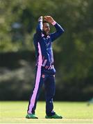 13 September 2020; Simi Singh of YMCA reacts after a delivery during the All-Ireland T20 Semi-Final match between YMCA and Cork County at Pembroke Cricket Club in Dublin. Photo by Sam Barnes/Sportsfile