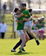 13 September 2020; Chrissy McMahon, right, and Aaron Crawford of Dunloy celebrate at the final whistle of the Antrim County Senior Hurling Championship Final match between Dunloy Cuchullains and Loughgiel Shamrocks at Páirc Mhic Uilín in Ballycastle, Antrim. Photo by Brendan Moran/Sportsfile