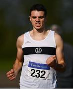 13 September 2020; Louis O'Loughlin of Donore Harriers, Dublin, celebrates after winning the Junior Men's 800m during day two of the Irish Life Health National Junior Track and Field Championships at Morton Stadium in Santry, Dublin. Photo by Ben McShane/Sportsfile