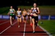 13 September 2020; Aimee Hayde of Newport AC, Tipperary, crosses the line to win the Junior Women's 800m during day two of the Irish Life Health National Junior Track and Field Championships at Morton Stadium in Santry, Dublin. Photo by Ben McShane/Sportsfile