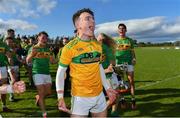 13 September 2020; Ryan Elliott of Dunloy celebrates after the Antrim County Senior Hurling Championship Final match between Dunloy Cuchullains and Loughgiel Shamrocks at Páirc Mhic Uilín in Ballycastle, Antrim. Photo by Brendan Moran/Sportsfile