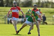 13 September 2020; Seaan Elliott of Dunloy is tackled by Eddie McCloskey of Loughgiel during the Antrim County Senior Hurling Championship Final match between Dunloy Cuchullains and Loughgiel Shamrocks at Páirc Mhic Uilín in Ballycastle, Antrim. Photo by Brendan Moran/Sportsfile