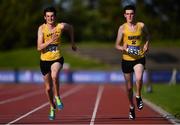 13 September 2020; Twin brothers Tristan, left, and Dylan Chambers, both of Bandon AC, Cork, race for the line in the Men's 1500m event of the Junior Men's Decathlon during day two of the Irish Life Health Combined Event Championships at Morton Stadium in Santry, Dublin. Photo by Ben McShane/Sportsfile