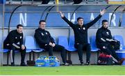 13 September 2020; Derry City manager Declan Devine appeals during the SSE Airtricity League Premier Division match between Finn Harps and Derry City at Finn Park in Ballybofey, Donegal. Photo by Stephen McCarthy/Sportsfile