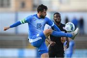 13 September 2020; David Webster of Finn Harps in action against James Akintunde of Derry City during the SSE Airtricity League Premier Division match between Finn Harps and Derry City at Finn Park in Ballybofey, Donegal. Photo by Stephen McCarthy/Sportsfile