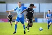 13 September 2020; Walter Figueira of Derry City in action against Shane McEleney of Finn Harps during the SSE Airtricity League Premier Division match between Finn Harps and Derry City at Finn Park in Ballybofey, Donegal. Photo by Stephen McCarthy/Sportsfile