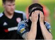 13 September 2020; Ciarán Coll of Derry City reacts following the SSE Airtricity League Premier Division match between Finn Harps and Derry City at Finn Park in Ballybofey, Donegal. Photo by Stephen McCarthy/Sportsfile