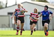 13 September 2020; Seana Kane of Enniscorthy on her way to scoring a try during the Southeast Women's Section Plate 2020/21 match between Enniscorthy and Wexford at Gorey RFC in Gorey, Wexford. Photo by Ramsey Cardy/Sportsfile