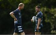14 September 2020; Head coach Leo Cullen, left, and Fergus McFadden during Leinster Rugby squad training at UCD in Dublin. Photo by Ramsey Cardy/Sportsfile