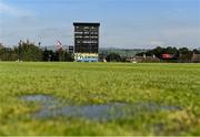 15 September 2020; A general view of the blank scoreboard and playing surface after the Test Triangle Inter-Provincial Series 2020 match between North-West Warriors and Northern Knights is abandoned at Bready Cricket Club in Magheramason, Tyrone. Photo by Sam Barnes/Sportsfile