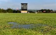 15 September 2020; A general view of the playing surface after the Test Triangle Inter-Provincial Series 2020 match between North-West Warriors and Northern Knights is abandoned at Bready Cricket Club in Magheramason, Tyrone. Photo by Sam Barnes/Sportsfile