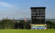 15 September 2020; A general view of the blank scoreboard after the Test Triangle Inter-Provincial Series 2020 match between North-West Warriors and Northern Knights is abandoned at Bready Cricket Club in Magheramason, Tyrone. Photo by Sam Barnes/Sportsfile