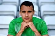 15 September 2020; Graham Burke of Shamrock Rovers poses for a portrait following a Shamrock Rovers press conference at Tallaght Stadium in Dublin. Photo by Eóin Noonan/Sportsfile